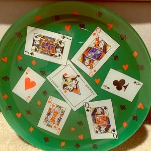 Vintage retro Luminarc poker night glass platter